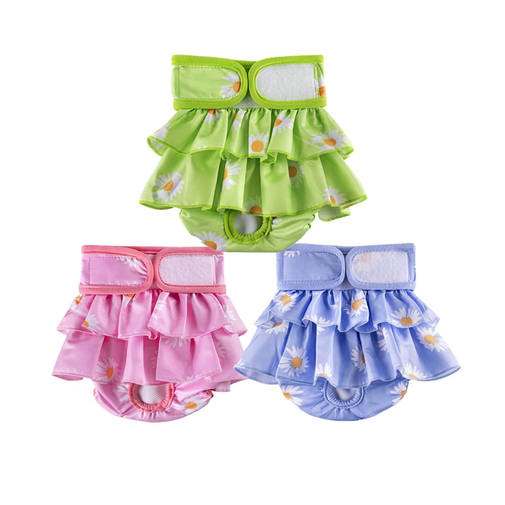 Washable Dog Diapers Female, 3 Pack Reusable Diapers, Highly Absorbent Diaper for Female Dog in Heat, Incontinence, Excitable ? XL Size?Waist Circumference Between 23.5-32 inches?