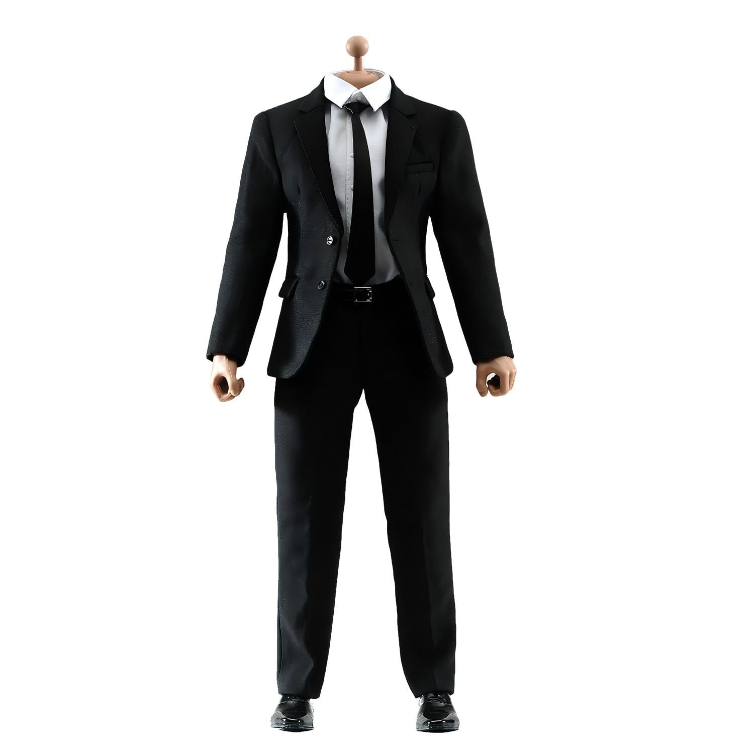 Fremego 1/6 Scale Male Clothes Men's Black Suit Coat Shirt Pant Shoes Outfit Clothing Accessory for 12inch Male Action Figure (White)