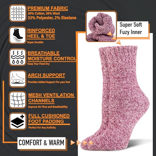 NevEND 3/6 Pairs Women's Wool Merino Winter Thermal Boot Thick Insulated Heated Mini Crew Socks2