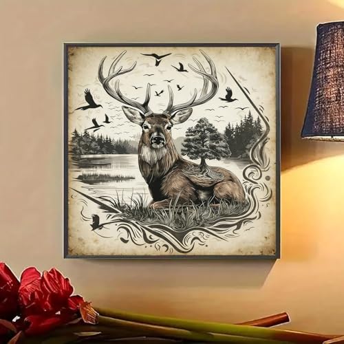 Lophomie Diamond Art Kits for Adults, 5D Full Drill Deer Diamond Painting Kit, Easy DIY for Beginners, Relaxing Arts and Crafts, Home Decor & Gift, 14x14 Inch — view 4