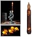 Youngerbaby Set of 6 Vintage LED Taper Candles Lights Battery Operated Brightly Realistic Yellow Flicker Wax Flameless Candles for Wedding Centerpieces,Window, Chandelier, Christmas(Brown Body)
