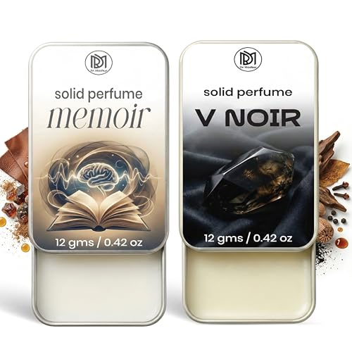 Image of Dr.Mashur Solid Perfume |V Noir&Memoir Alcohol Free Wax Perfume Balm, Long Lasting | Pocket Tin 12g, Pack Of 2| Non Greasy Smooth Glide, Travel Friendly Men And Women
