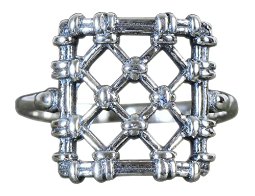 NicoWerk Damen Silberring Gitter aus 925 Sterling Silber Breit Vintage...
