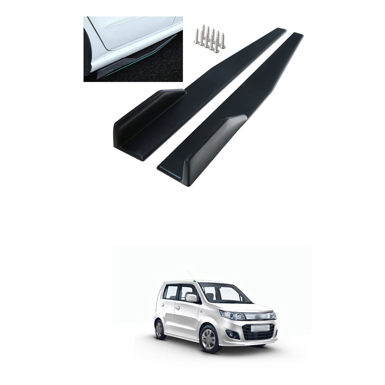 PRIKNIK Side Skirts, Car Body Styling Side Skirt, Left/Right Rocker Splitters Diffuser Winglet Wings Bumper Kit, 2PCs Black Compatible with W-Agon R