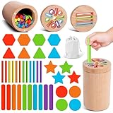 YGVQN Montessori Holzspielzeug ab 1 Jahr, 3-in-1 Farbe & Form Sortierspiel Montessori Spielzeug, Lernspielzeug Geschenk für Jungen und Mädchen 1 2 3 Jahre (Sensorikspielzeug, Naturholz)