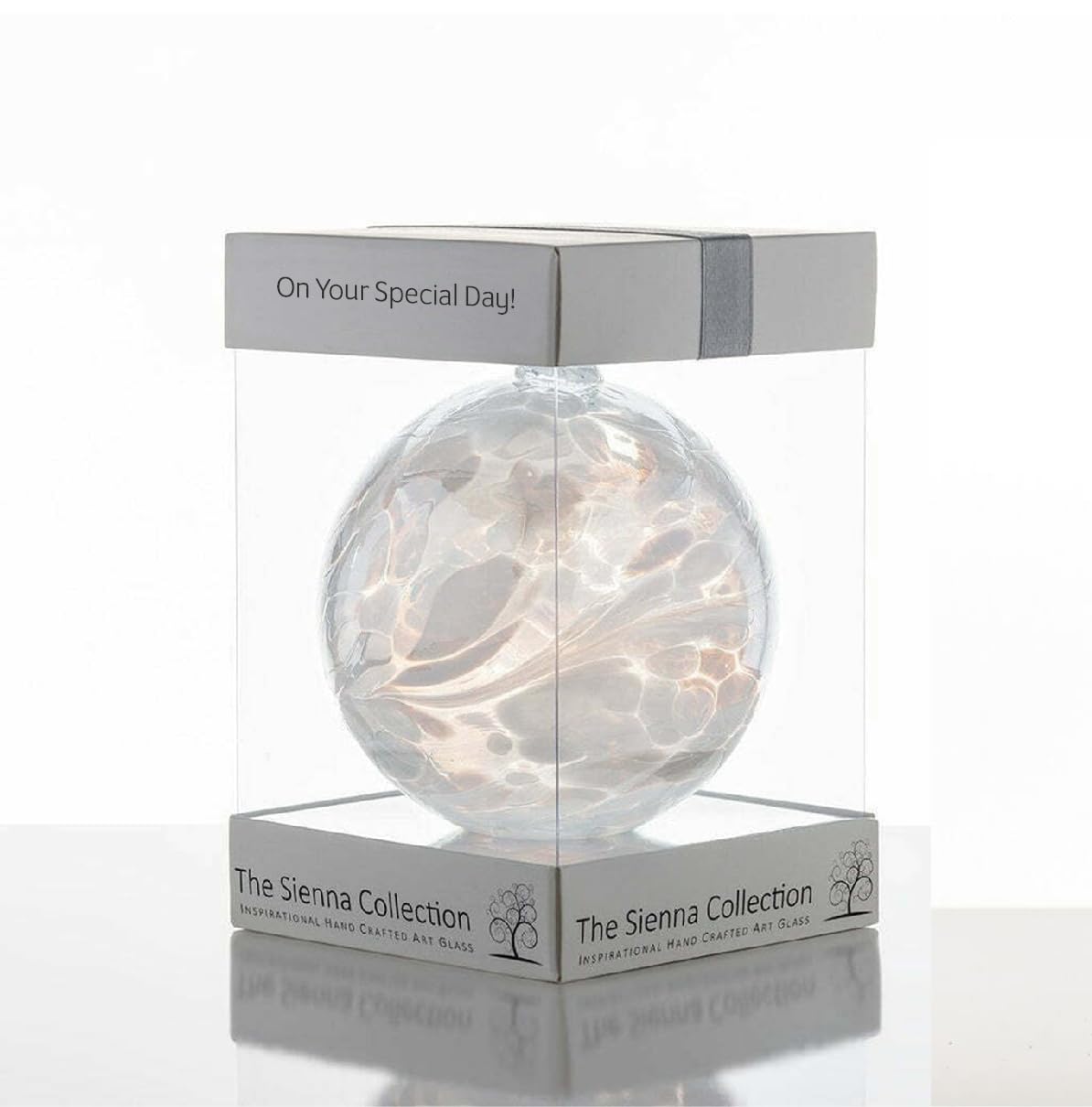 On Your Special Day 10cm Glass Ball Hand Crafted Wedding, Clear
