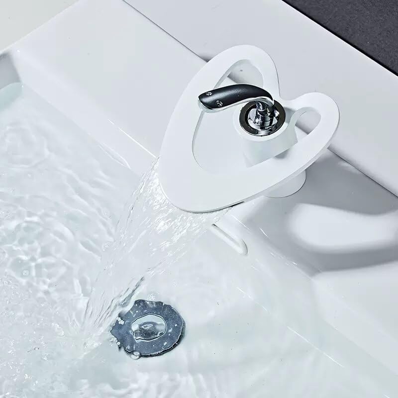 Golden/White Bathroom Basin Faucet Black Brass Creative Sink Mixer Tap Hot & Cold Waterfall(White and Chrome)