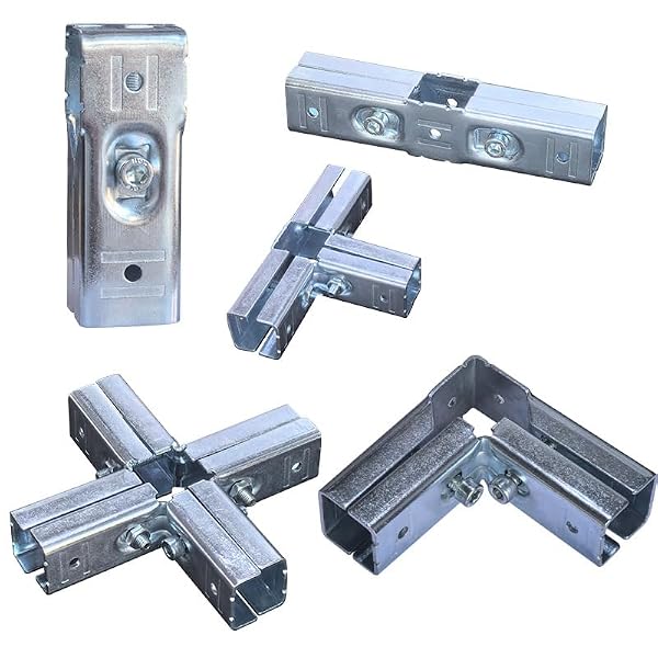 4 Pcs 4 Way T Shape Connector, Square Steel Tube Fittings Joint Pipe Clamps, Joint Link Fence Clamps for 4-Way Pipe Clamp end Rail Clamps Fence/Guardrail Rails (Bolts/Nuts Included) for OD 1" or 25MM by FLEXKEA - Image 2