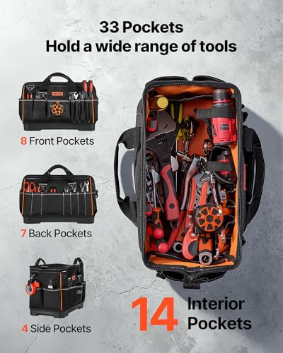 Sac à outils imperméable 410 mm grande capacité avec fermeture éclair