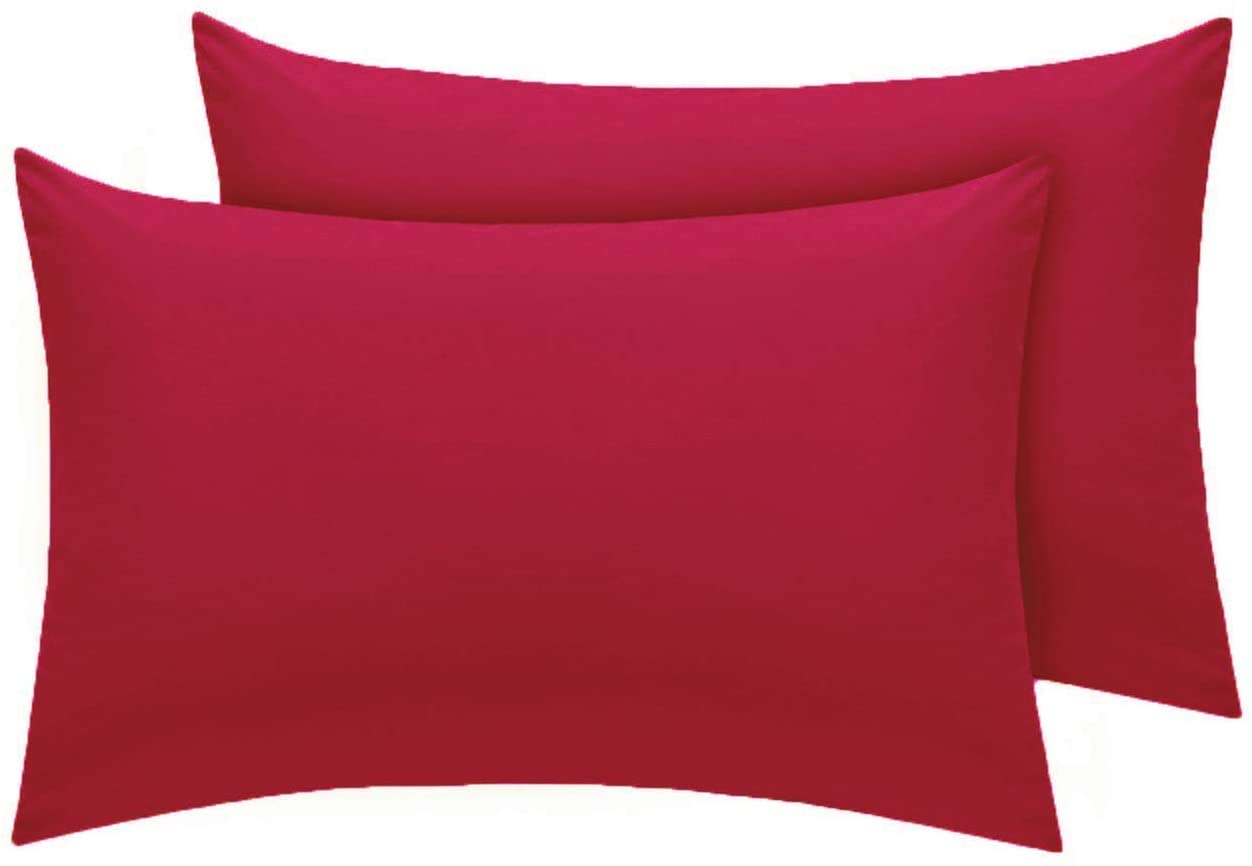Homes-Linen Red Percale Easy Care Housewife Polycotton Pillowcases (Red)