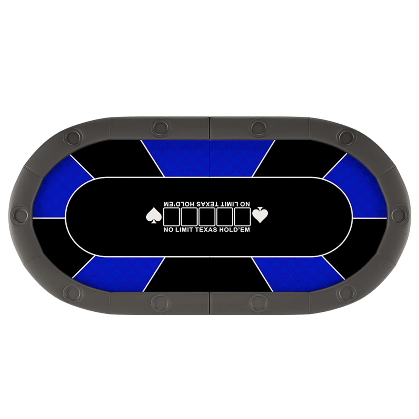 Folding Poker Table Top 78inch x 39inch Oval Card Table with Cup Holders for 10-Players, Casino Texas Poker Mat for Patio Garden Indoor Outdoor Game (Color : Blue)