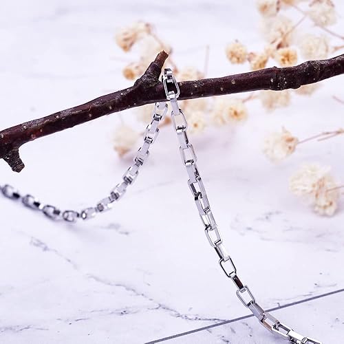 Miniatura 6 de Cadenas venecianas de acero inoxidable 304 de 32.8 pies de color de acero inoxidable sin soldar, pequeñas cadenas de eslabones rectangulares con