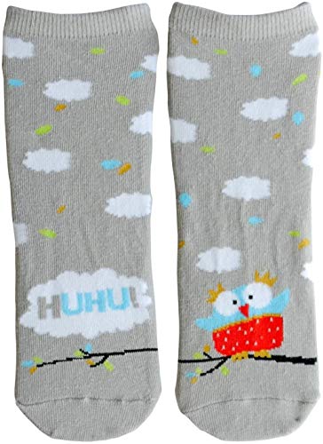 Die Geschenkewelt Happy Life 45592 Zauber-Socken Huhu, Tier-Motiv mit Eule Geschenk-Artikel, 80% Baumwolle, 15% Nylon, 5% Elastan, Grau, Größe 36-40 Cover