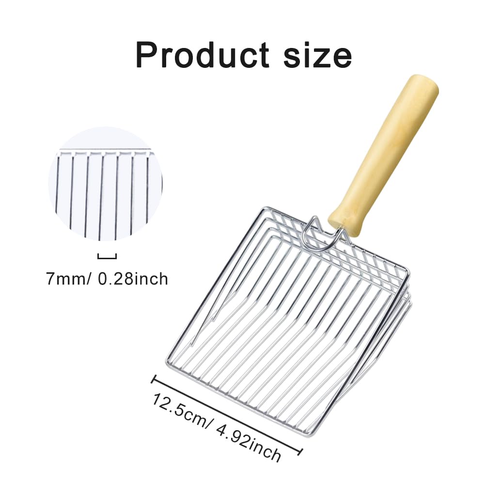 Cat Litter Scoop, Metal Mesh Kitty Litter Scoop, Deep Shovel, Long Handle Scooper for Litters Box(Color:Silver) - image 2
