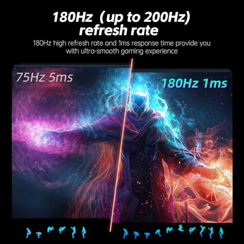 Image of KTC 24.5'' Gaming Monitor, FHD 1080P 180Hz (Up to 200Hz) Fast IPS 128% sRGB Computer Monitor, HDR10, Adaptive Sync, Eye Care PC Gamer Monitor, HDMIx2, DP, VESA Mountable, Tilt Adjustable, H25T7