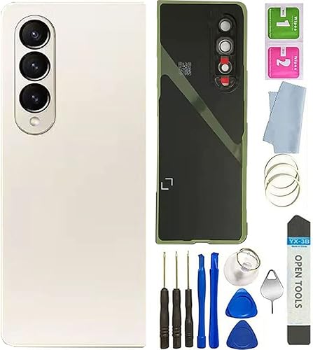 Z Fold 4 Cubierta trasera de vidrio impermeable con lente de vidrio de cámara y piezas de cinta de repuesto para teléfono celular Samsung Galaxy Z