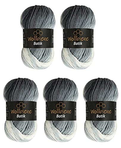 Wollbiene Batik 5000 - Lana (5 x 100 g, 500 g, degradado de color), multicolor