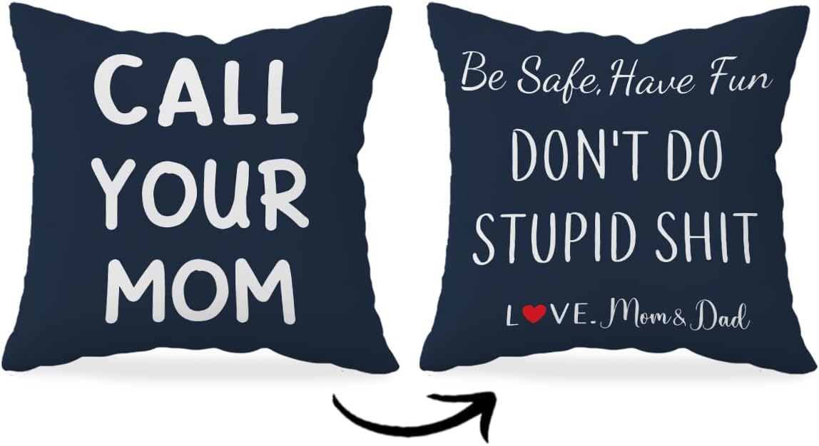 HONLUNG Call Your Mom Throw Pillow Cover 18x18,Funny College Dorm Decor