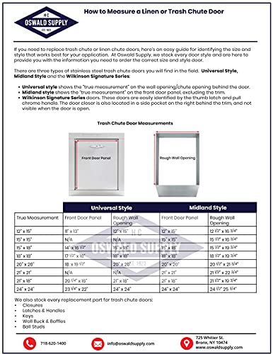 Universal Stainless Steel Trash Chute Door - Bottom Hinged, (12" X 15"), Self Closing Fire Rated & Ul Approved By Oswald Supply #TOP3
