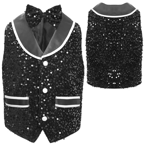 Boys Girls Jazz Hip-hop Street Dance Vest Sequins Waistcoat Stage Performance Outerwear