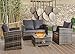 BUYEREMPIRE 4 Piece Rattan Garden Furniture Set 1 Double Seat Sofa, 2 Armchairs And 1 Gas Fire Pit Table Design Indoor & Outdoor Lawn Patio Wicker Conservatory Sofa Set BUYEREMPIRE 4 Piece Rattan Garden Furniture Set 1 Double Seat Sofa, 2 Armchairs And 1 Gas Fire Pit Table Design Indoor & Outdoor Lawn Patio Wicker Conservatory Sofa Set