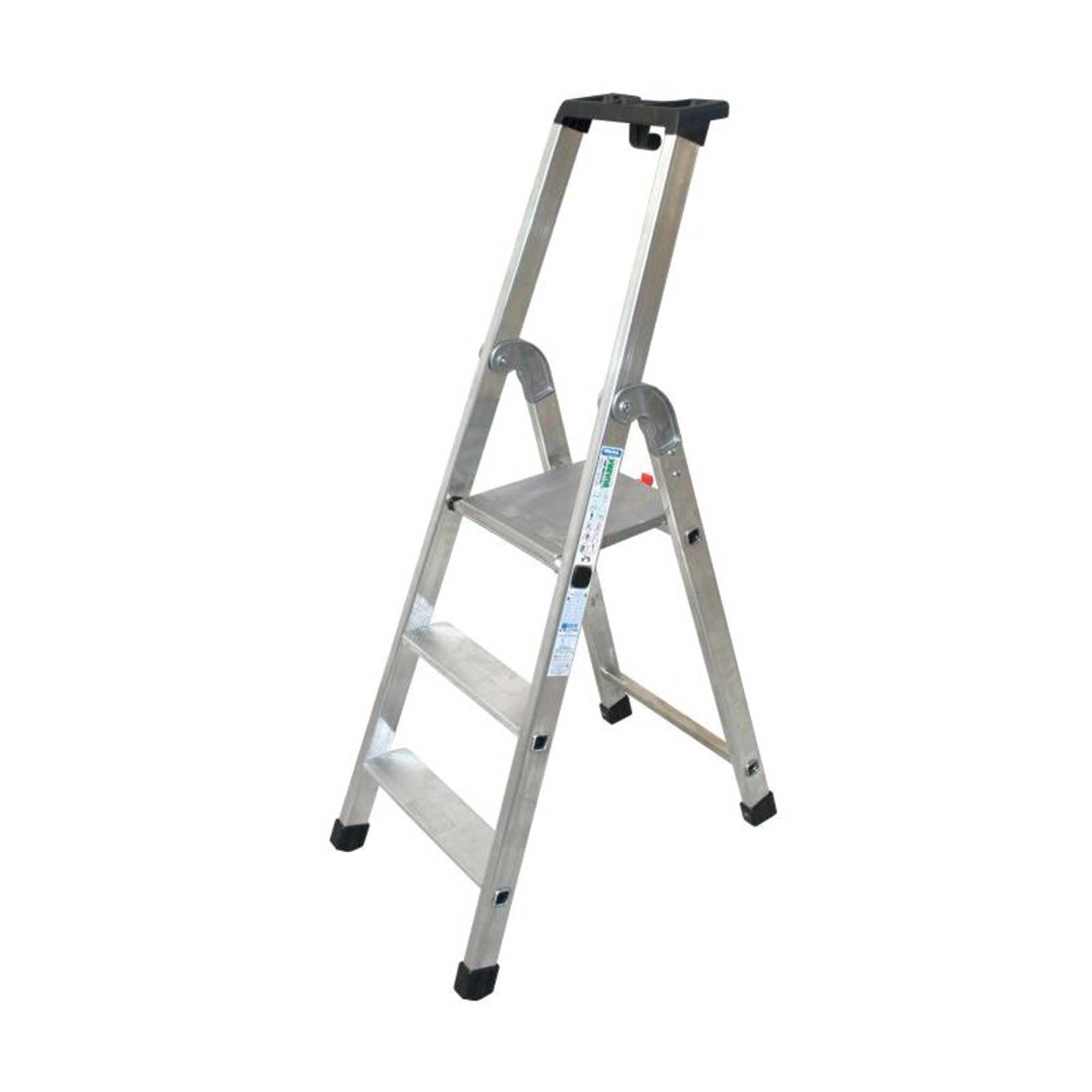 TB Davies 1202-023 Heavy-Duty Platform Step Ladder, 3 Tread, Platform Height 0.6m, Aluminium, 150kg Work Load, EN131 Professional