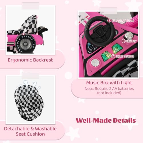 Image of GLACER Foldable Baby Walker, 4-in-1 Infant Walker with Adjustable Height & Speed, Music, Light, Steering Wheel & Washable Cushion, Baby Walker Activity Center for Boys Girls 6 -18 Months (Pink)