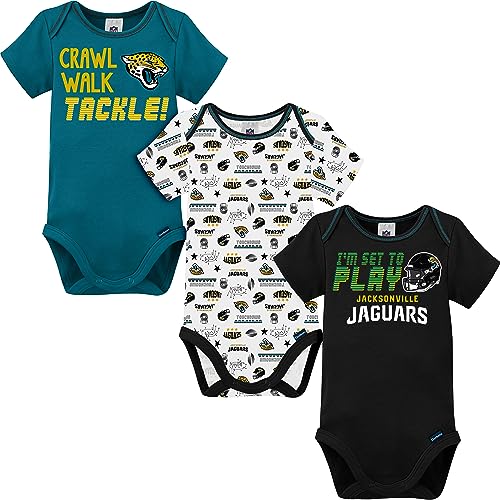 Image of Gerber NFL unisex-baby Nfl Team 3 Pack Short Sleeve Onesie Bodysuit