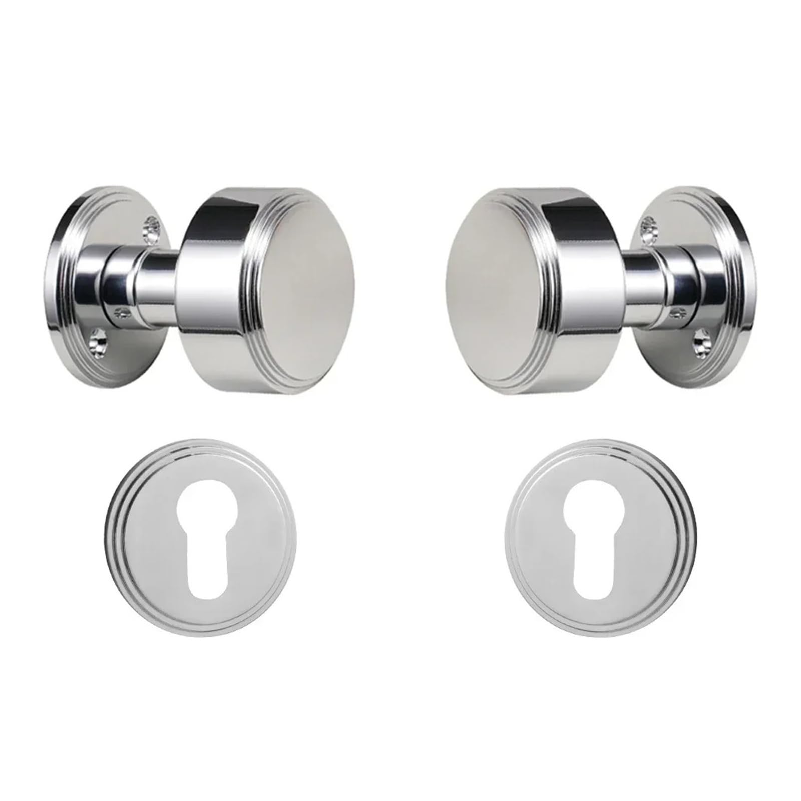 FBXRXZFPJ Brass Round Interior Door Lock Set Silent(Silver-Dummy)