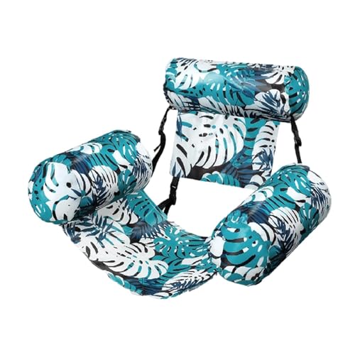 Silla de piscina flotante, tumbona plegable con respaldo, diseño de hoja de arce, silla de piscina inflable, para adultos, natación, río, lago, estanque, jardín, vacaciones, tomar el sol, broncearse