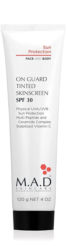 M.A.D Skincare On Guard Protetor Solar Facial com Cor SPF 30, 120 mL
