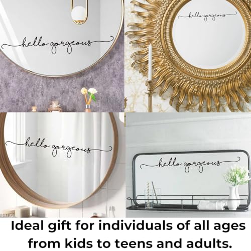 Image of Hello Gorgeous Mirror Decal, Positive Affirmation Stickers for Kids & Teens, Bathroom Decal