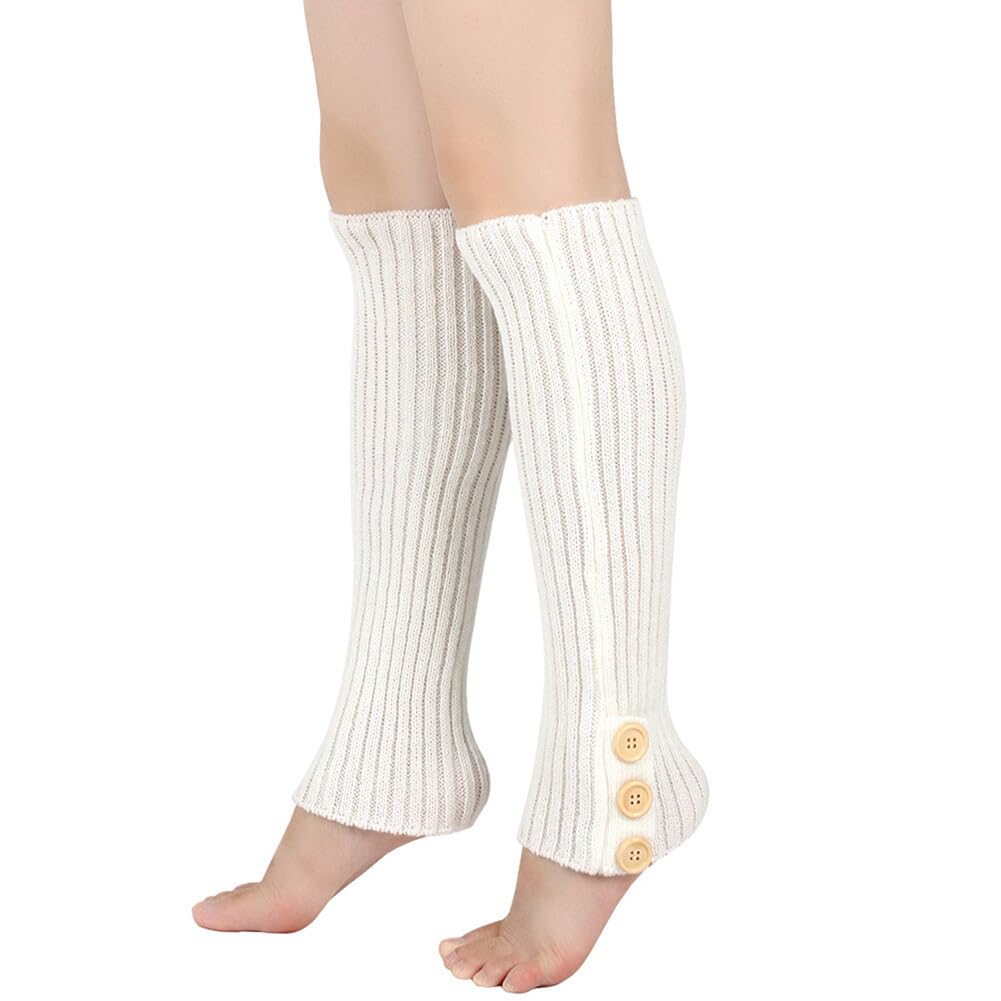 Chaussettes Longues Montantes Genou En Laine Tricotée - Jambières Femme Hiver, Taille Unique, Matière Acrylique Douce