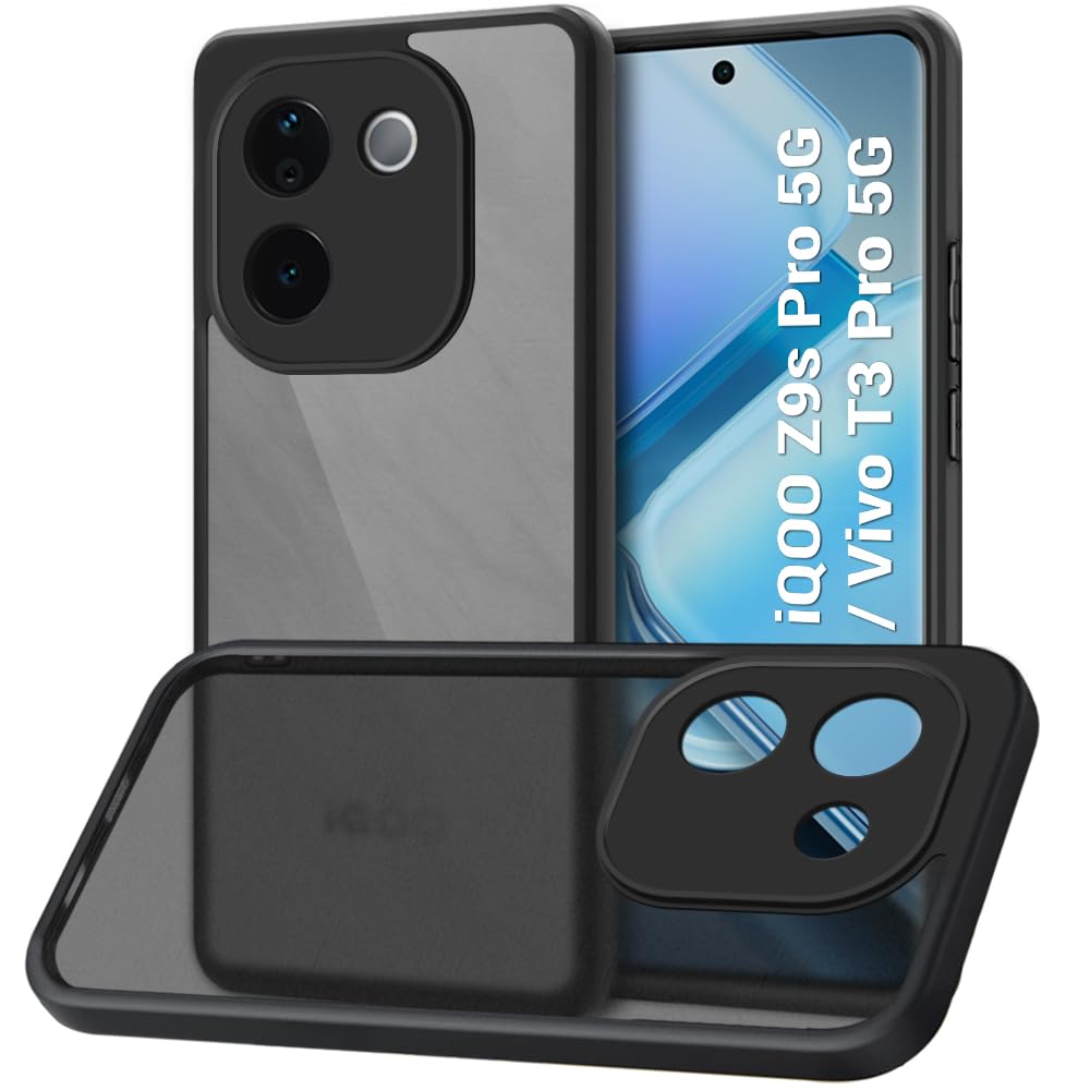 TheGiftKart Ultra-Hybrid Shockproof Back Cover Case for iQOO Z9s Pro 5G / Vivo T3 Pro 5G | Camera Protection Bump | Hard Back Cover Case for iQOO Z9s Pro 5G (PC & TPU, Smoked Matte Back, Black Sides) (B0DDTYKD5L) Amazon Price History, Amazon Price Tracker