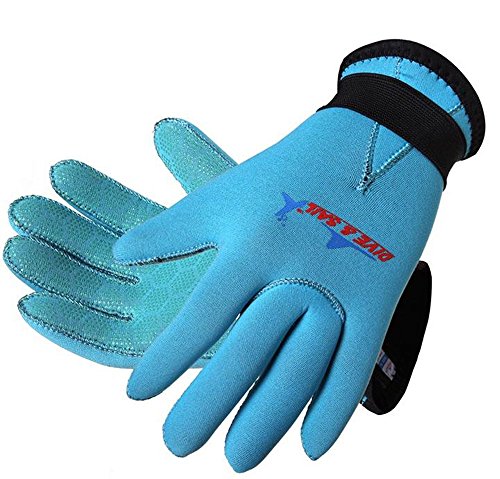 3mm Kids Neoprene Skid-Proof Wetsuit Gloves for Surf Snorkeling Diving (Blue, S)