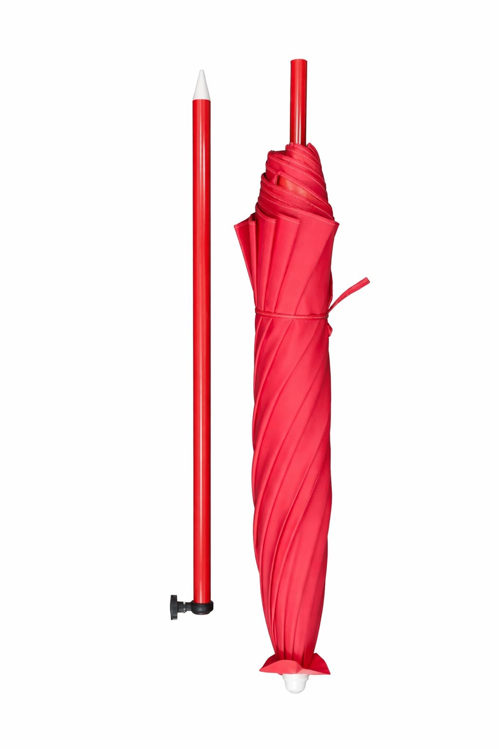 KUMCO Heavy Duty Garden Umbrella | 8 Feet Diameter | 10 Ribs | Round | PU Coated Fabric | Steel Shaft | Manual Push-up | UV Protection | Red Colour | Base not included 4
