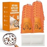 15 Pack Powerful Bed Bug Repellent Pouches, Natural Ingredients Bed Bug Killer & Mite Spray Safe for Pet & Child, Bed Bug Spray for Home, 30 Days Long-Lasting Protection, Easy to Use Bed Bug Bomb