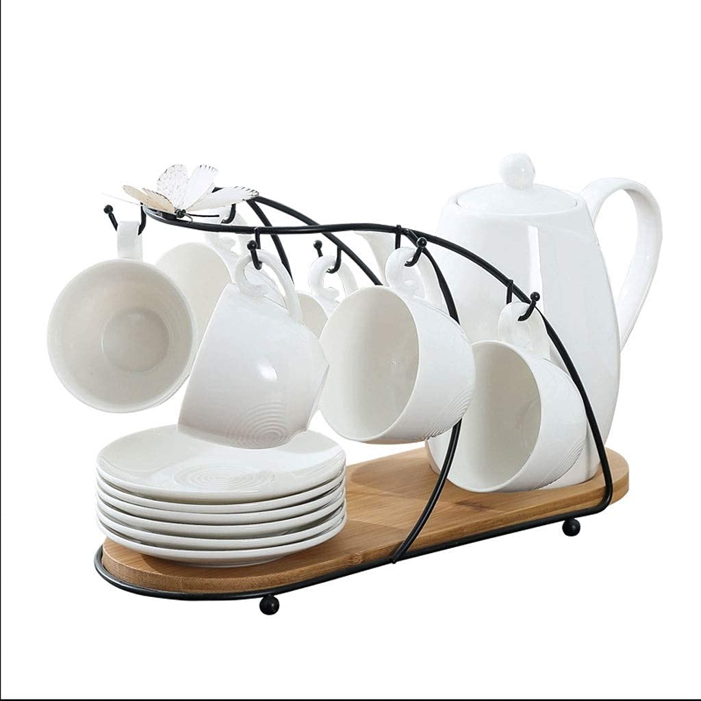 Ceramiczny zestaw do kawy i herbaty, jadeitowe zestawy filiżanek i spodków na popołudniową herbatę, elegancka kolekcja kubków do herbaty i kawy, dla miłośników herbaty i rozrywki domowej