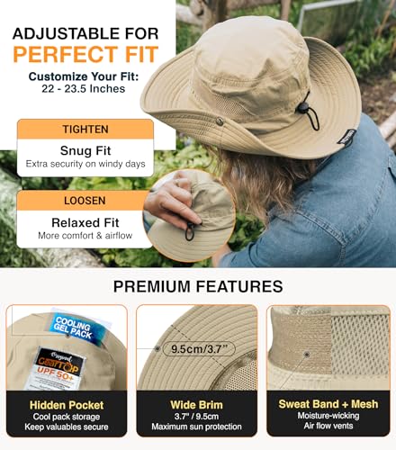 Image of GearTOP Safari Hat for Men Sun Hats for Women UV Protection UPF 50+ Fishing, Gardening, Hiking Hat (22-23 1 /2 inch)