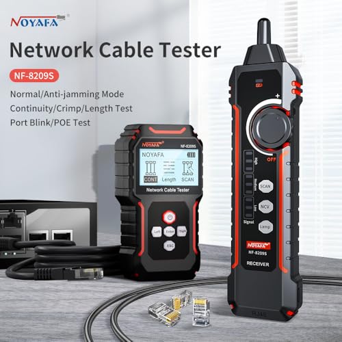 NOYAFA NF-8209S Upgrade Advanced Network Cable Tester mit PoE, Kabellängentest, Port blinken, Multifunktions Anti Interference Scanning Modi Drahtverfolger