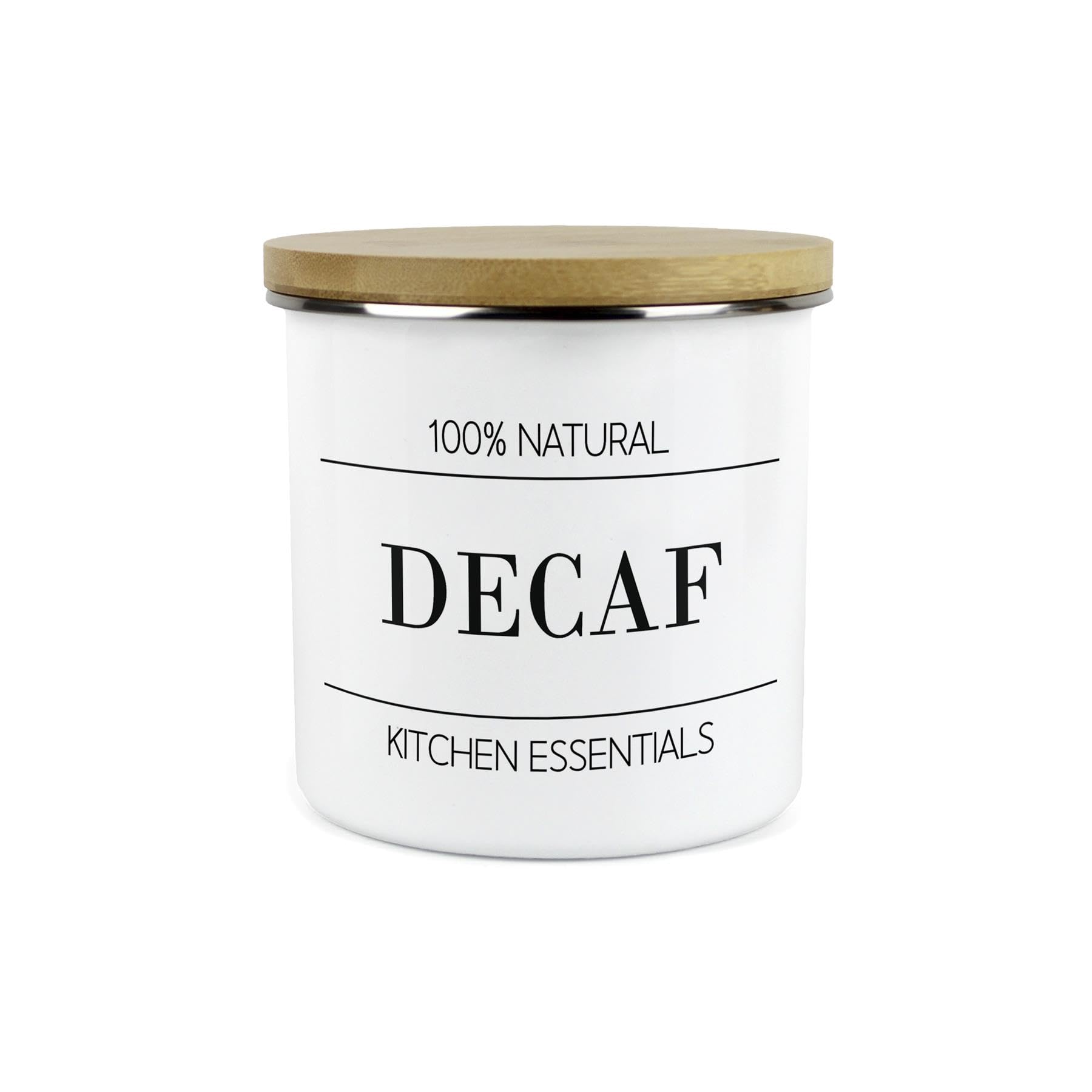 Purely Home Decaf Minimalist Kitchen Essentials Storage Canister - Modern Black & White Decor - 1.2L Enamel Hot Drinks/Food Storage Container