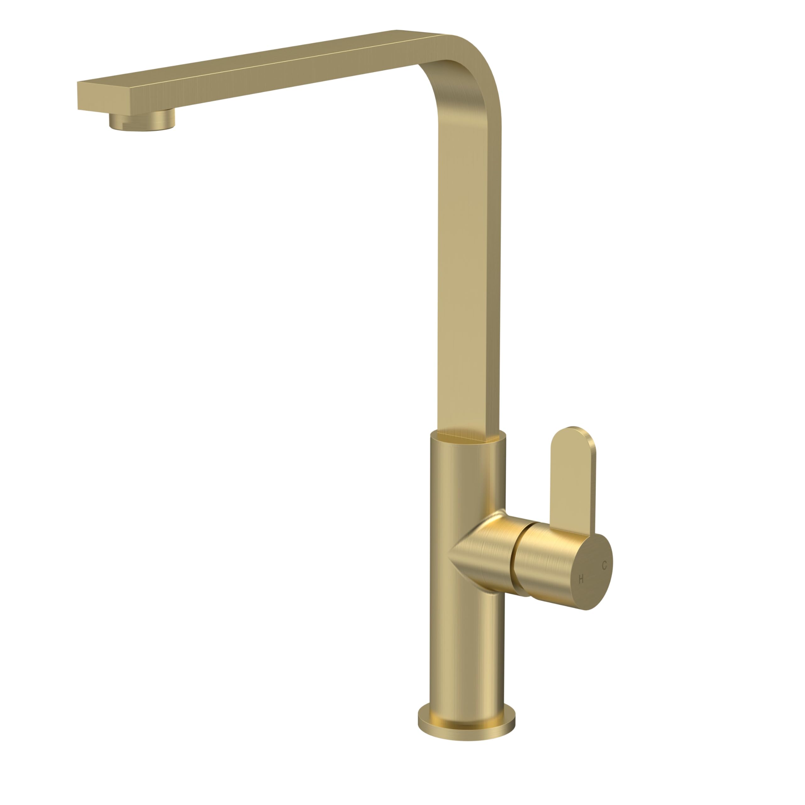 Kitchen Mono Mixer Tap With 1 Lever Handle, 302Mm - Brushed Brass 5056678433171