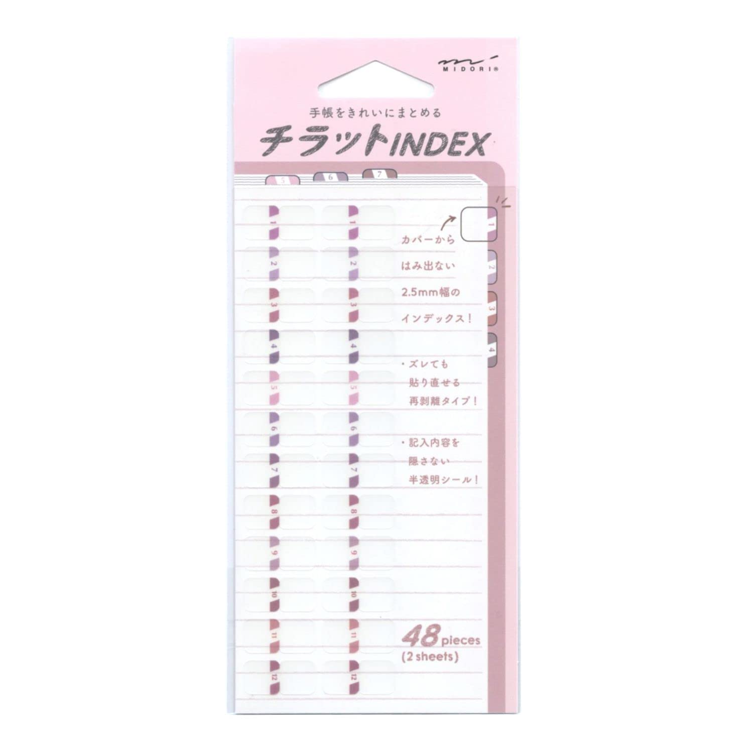 Amazon | ミドリ インデックスラベル S チラットINDEX 数字【ピンク 