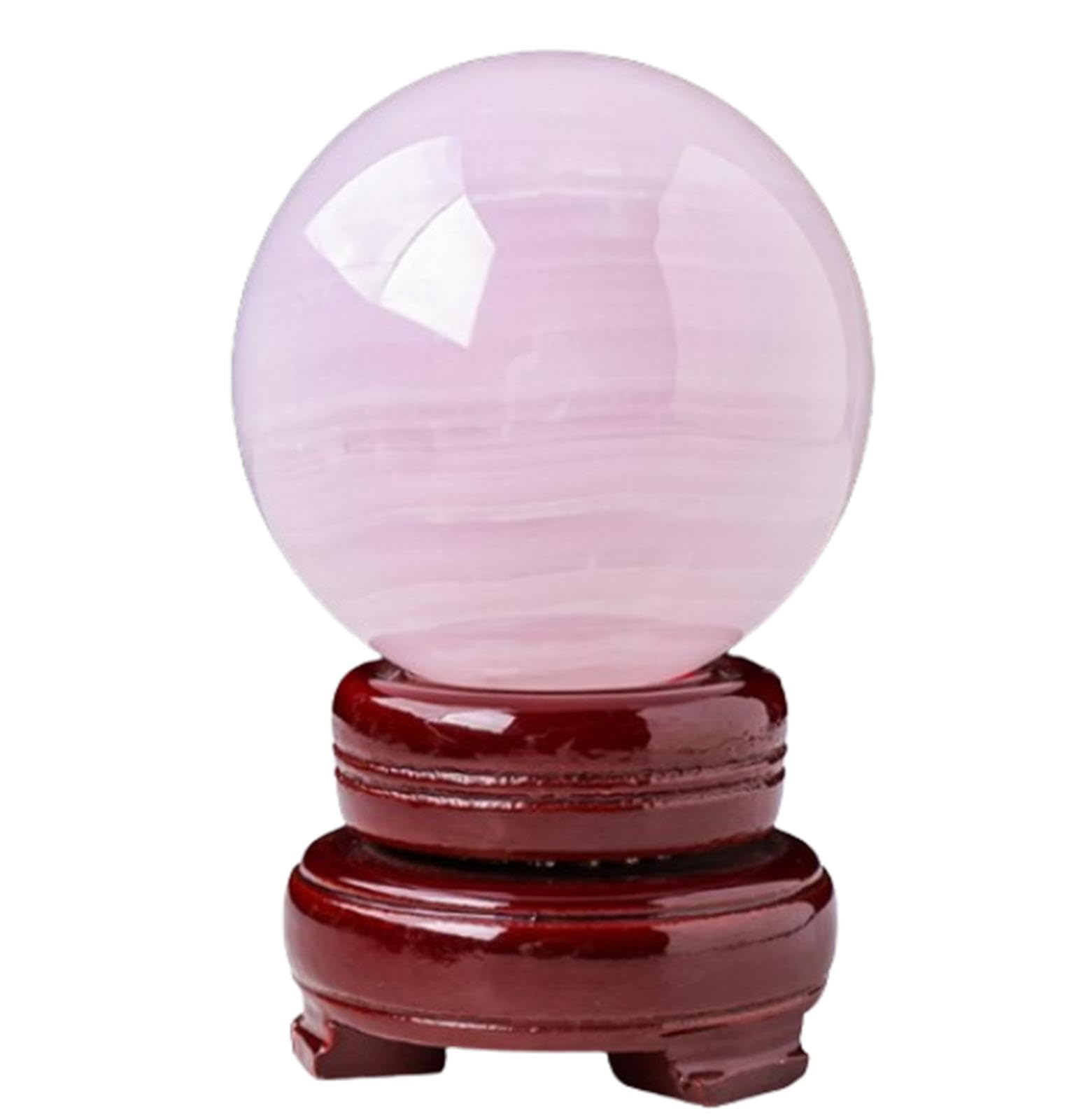 VUQLDHAYZ Calcite Crystal Sphere Ball Sculpture Figurine Fengshui Ornaments with Wooden Stand for Home Office Desk Decoration,65-70mm