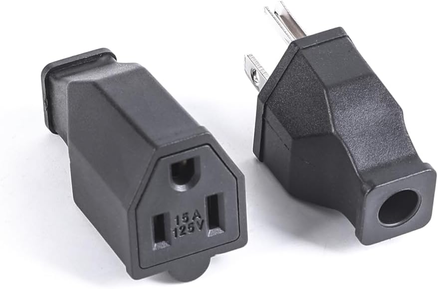 Straight Blade Plug Extension Cord Ends 15A 125V, 3Wire Male Plug and Female Connector Straight Blade Plug Replacement Electrical Extension Cord End(5 Pack)