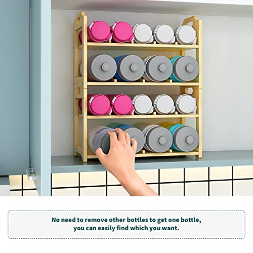 Kok Kay Water Bottle Organizer, Stackable Bamboo Water Bottle Holder, 20 Freestanding Wine Rack Storage - 4-Layer Adjustable Water Bottles Storage Organizer Rack #TOP6