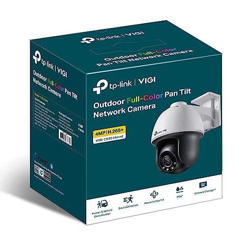 Image of TP-Link VIGI C540 Outdoor Full-Color Pan Tilt Network Camera | IP66 Waterproof | 4MP HD | Smart Motion Detection | H.265+ | Two-Way Audio, Onboard Storage with SD Card Slot | 4mm Lens
