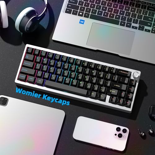 Image of Womier Black Keycaps for Mechanical Keyboard, Ceramic Style Keycaps Set | Glossy Cherry Profile Custom Key caps with Color Character for 60 75 100% Mechanical Keyboards with Cherry MX Switches