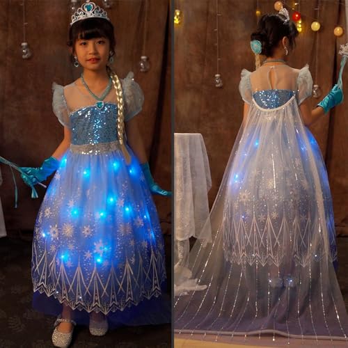 Disfraz niña princesa de nieve azul con accesorios miniatura 4