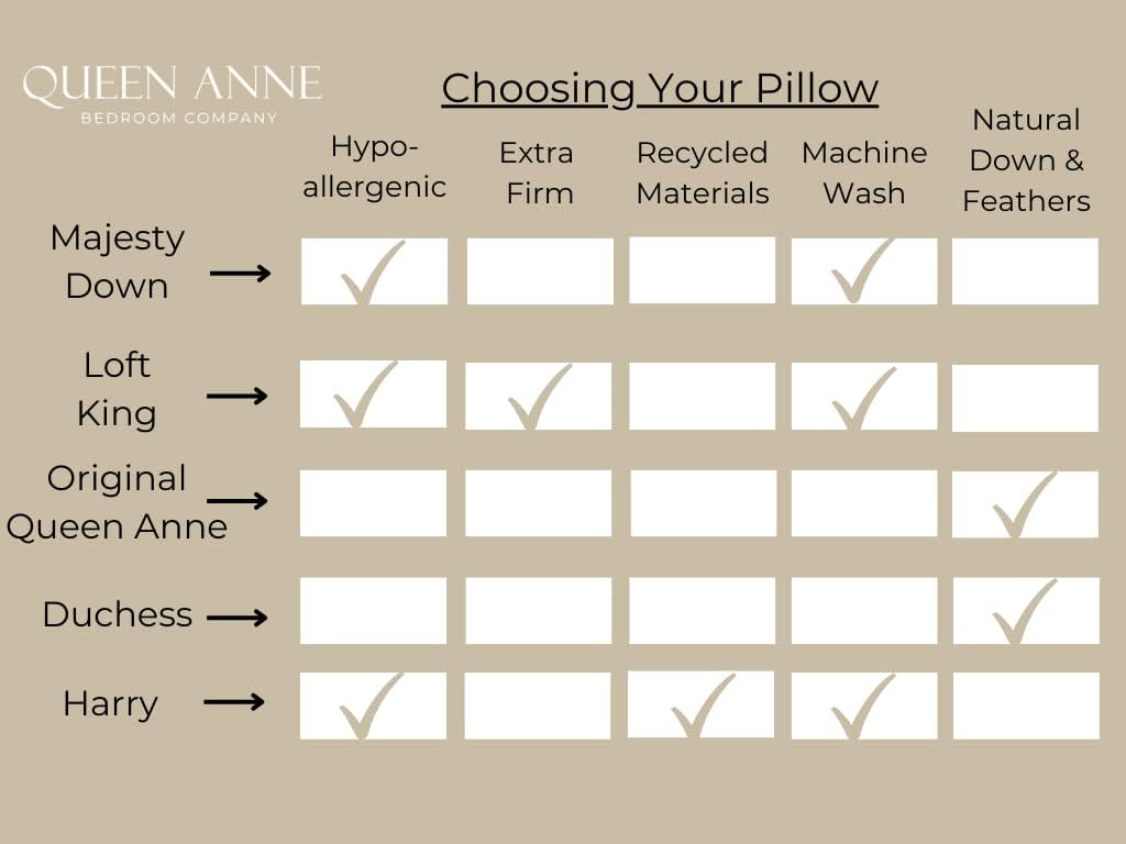 Queen Anne 25% Down + 75% Feather Luxury Pillow - Goose and Duck Down Feather Blend Pillow for Sleeping - Back, Side, Stomach Sleepers (King Soft)